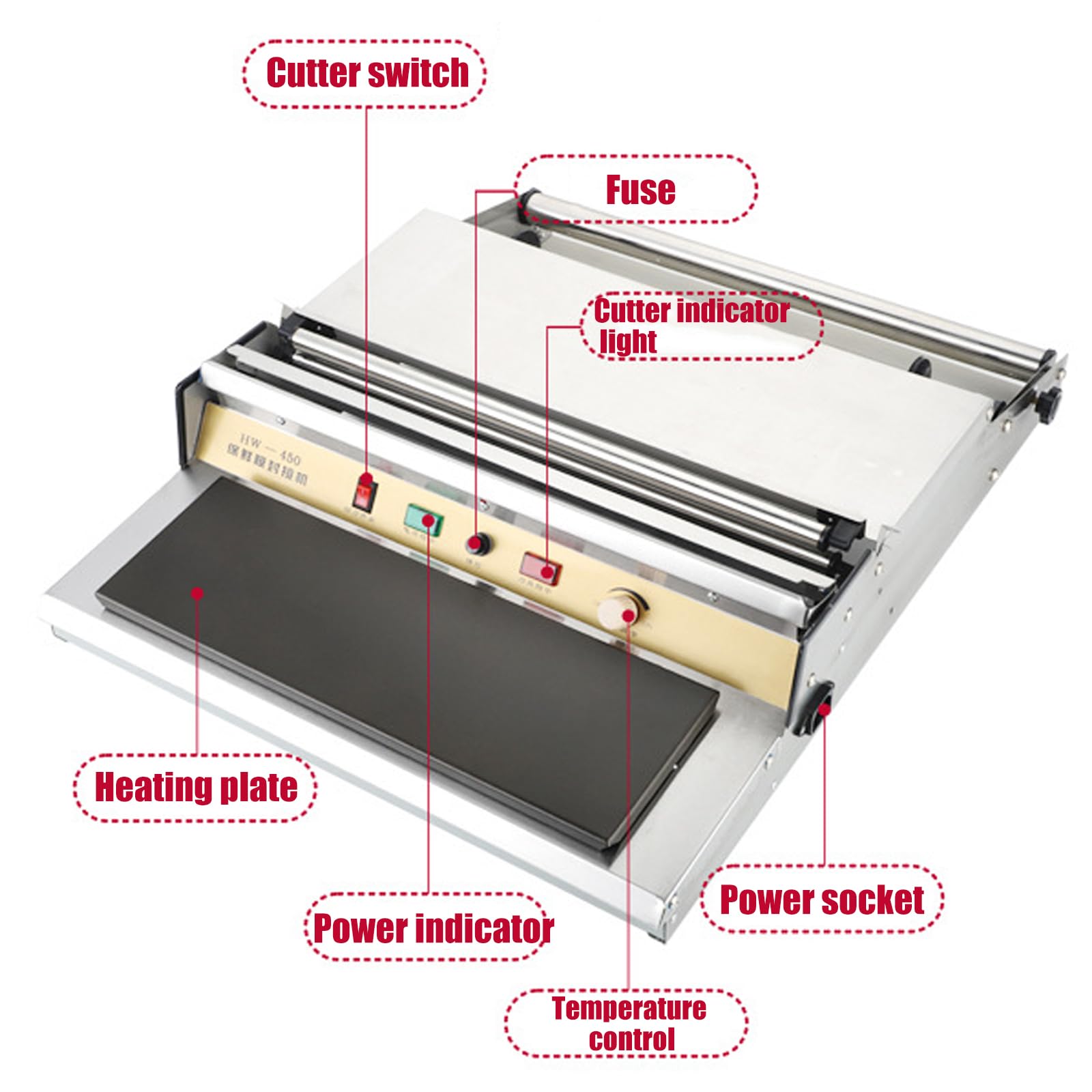 Máquina Envolvedora de Película de 300W, Máquina Comercial de Empaque de Película Plástica, Temperatura Ajustable, Empaque con Film Transparente