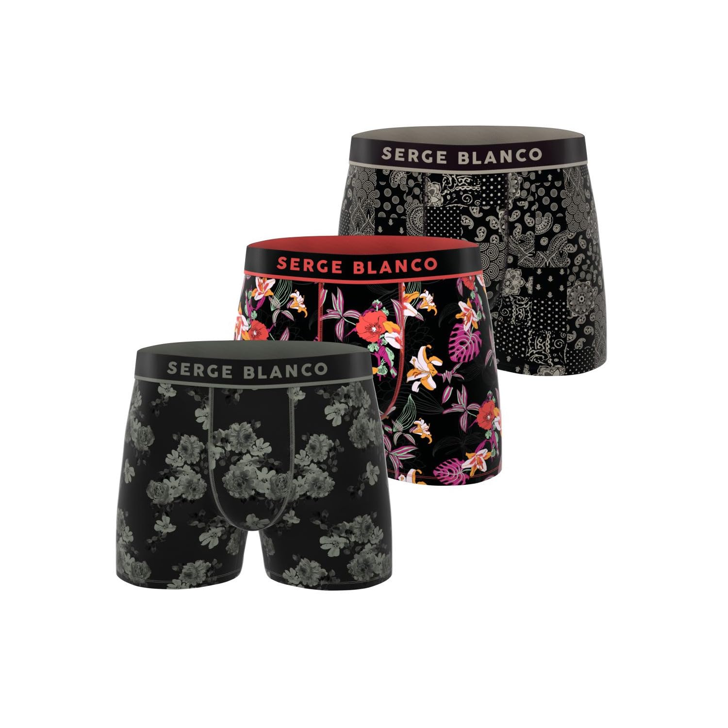 Serge Blanco Boxer Homme, Caleçon Homme Respirant & Ultra-Doux (Lot de 3)