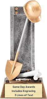 Gold Shovel Recognition Trophy – 8 Inch Custom Engraved Award for Construction Crews Contractors Builders & Groundbreaking Events