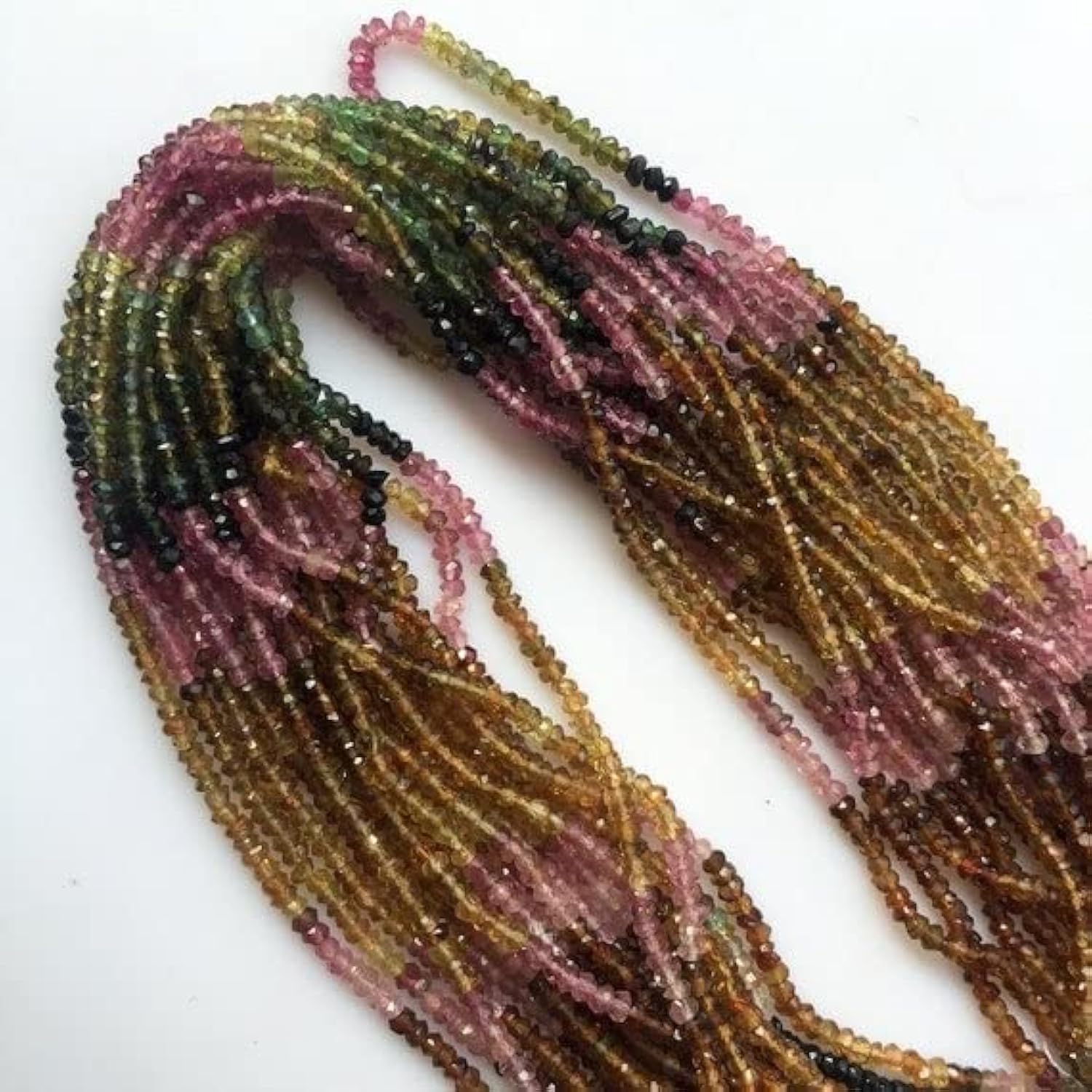Perles Tourmaline Facettées 3mm Rose Vert Noir pour Remplacer Pierres de Colliers LKBEADS