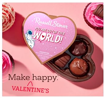 Russell Stover Valentine's Day Cosmic Hearts - Pack of 2-3 Pieces Per Box - Assorted Milk and Dark Chocolate - Great for Giving That Special Someone or For Yourself