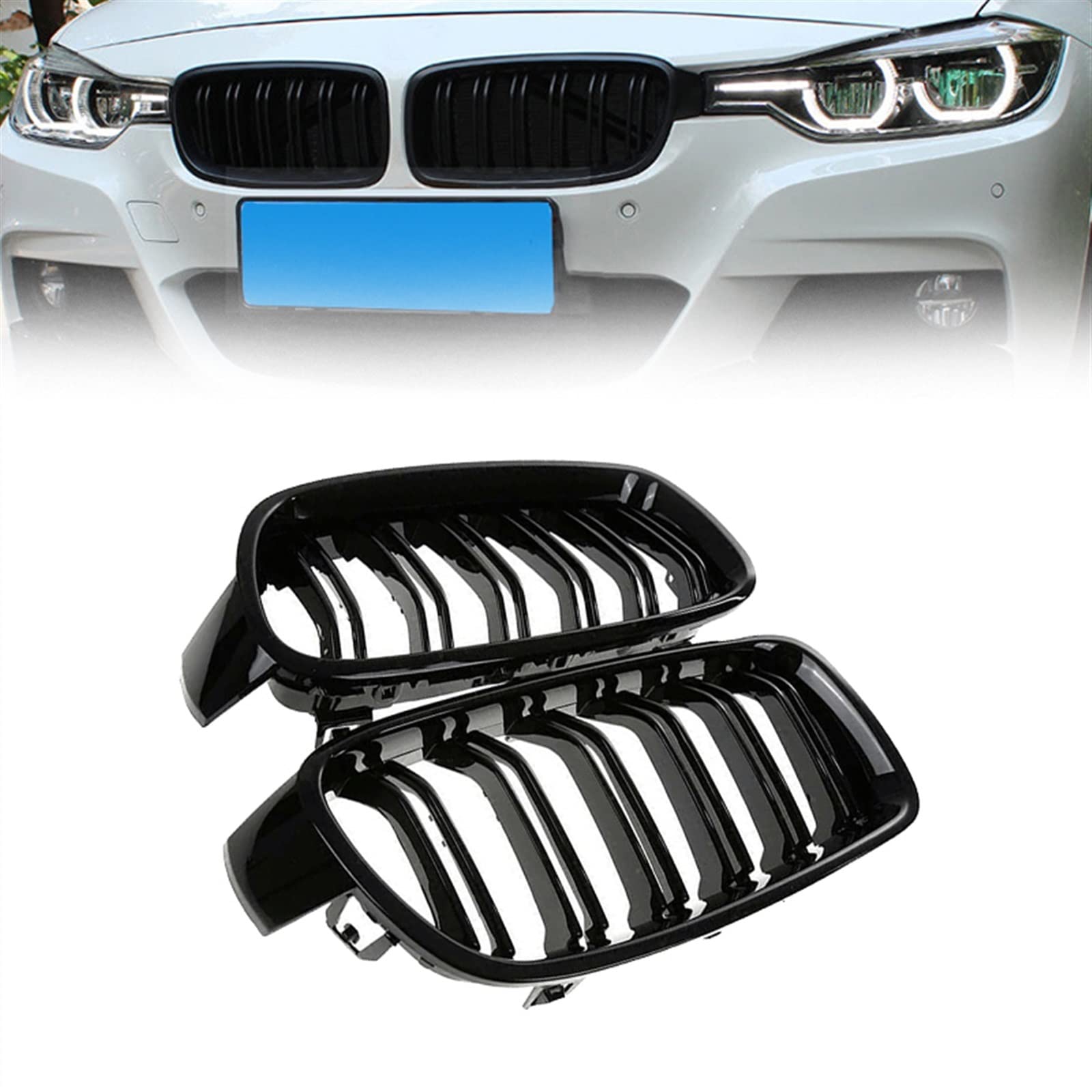 Rejilla delantera BMW F30 F31 F35 de doble listón estilo de coche 2012-2018 8