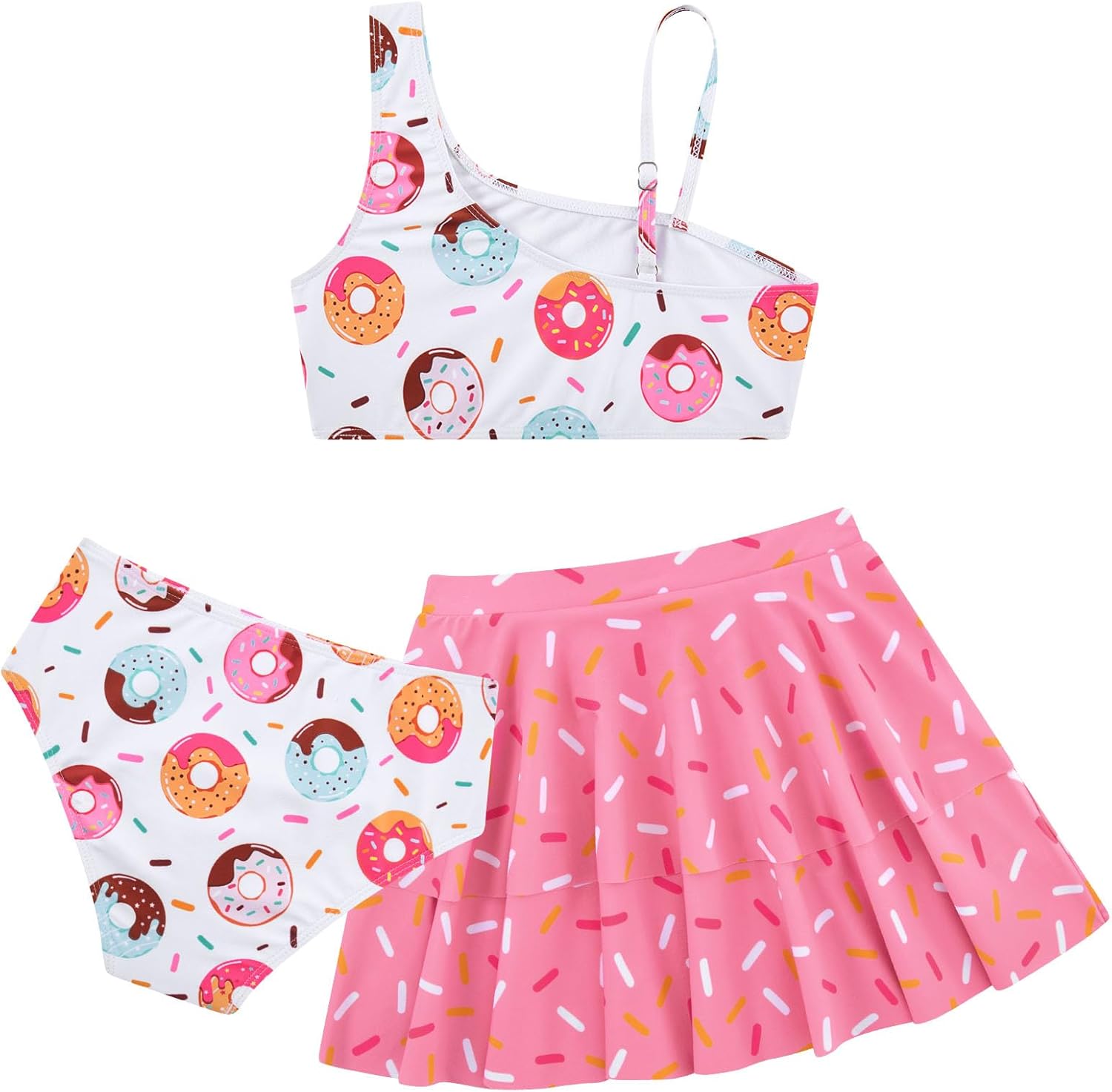 RAISEVERN Girls Swimsuit 3 Piece Bathing Suits Cute Quick Dry Bikini Tankini Sets with Cover Ups Beach Skirt for 5-12 Years - Image 3