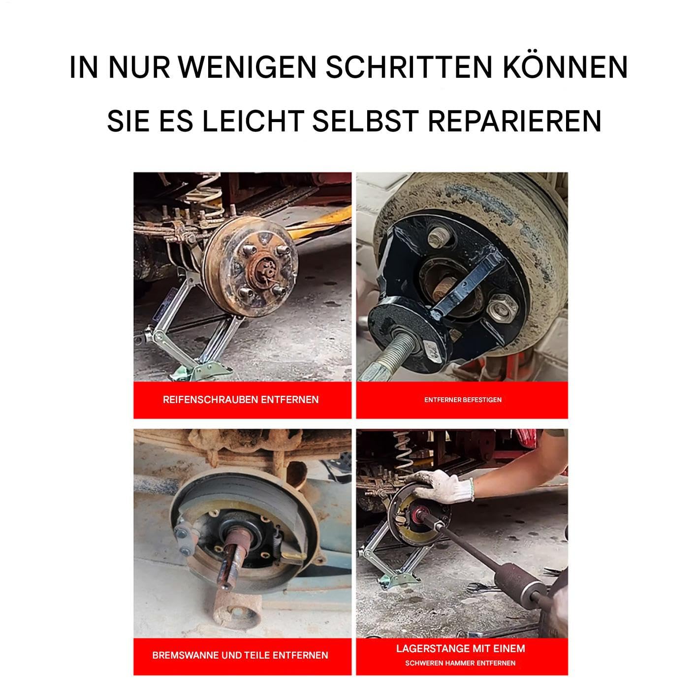 Extracteur de tambour de frein - Outil de démontage économe en énergie en acier au carbone pour frein à tambour et moyeu - Outil de réparation pour tricycle, moto, voiture et véhicules
