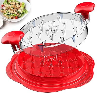 Chicken Shredder Large Chicken Breast Shredder Tool Twist with Brush&Fork, Visible Meat Shredder Machine, Strong Anti-Slip Strip, Ergonomic Handle, BPA Free, Suitable for Pork Beef Chicken