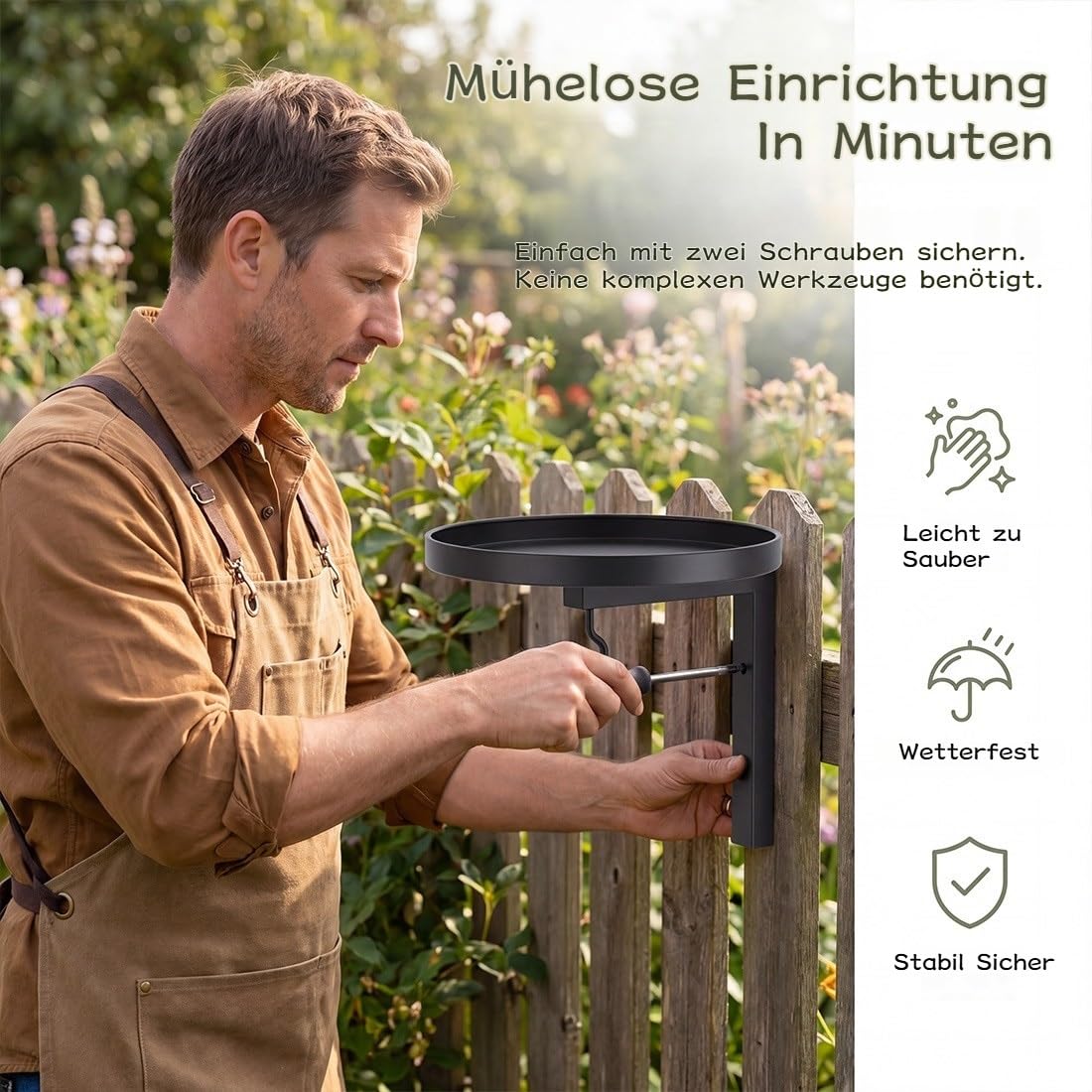 Wandmontierte Metall-Vogeltränke, Vogeltränke Zum Aufhängen, Doppelfunktions-Design, Wetterfest, Leicht Zu Reinigen & Ideal für Garten, Balkon & Terrasse(C)