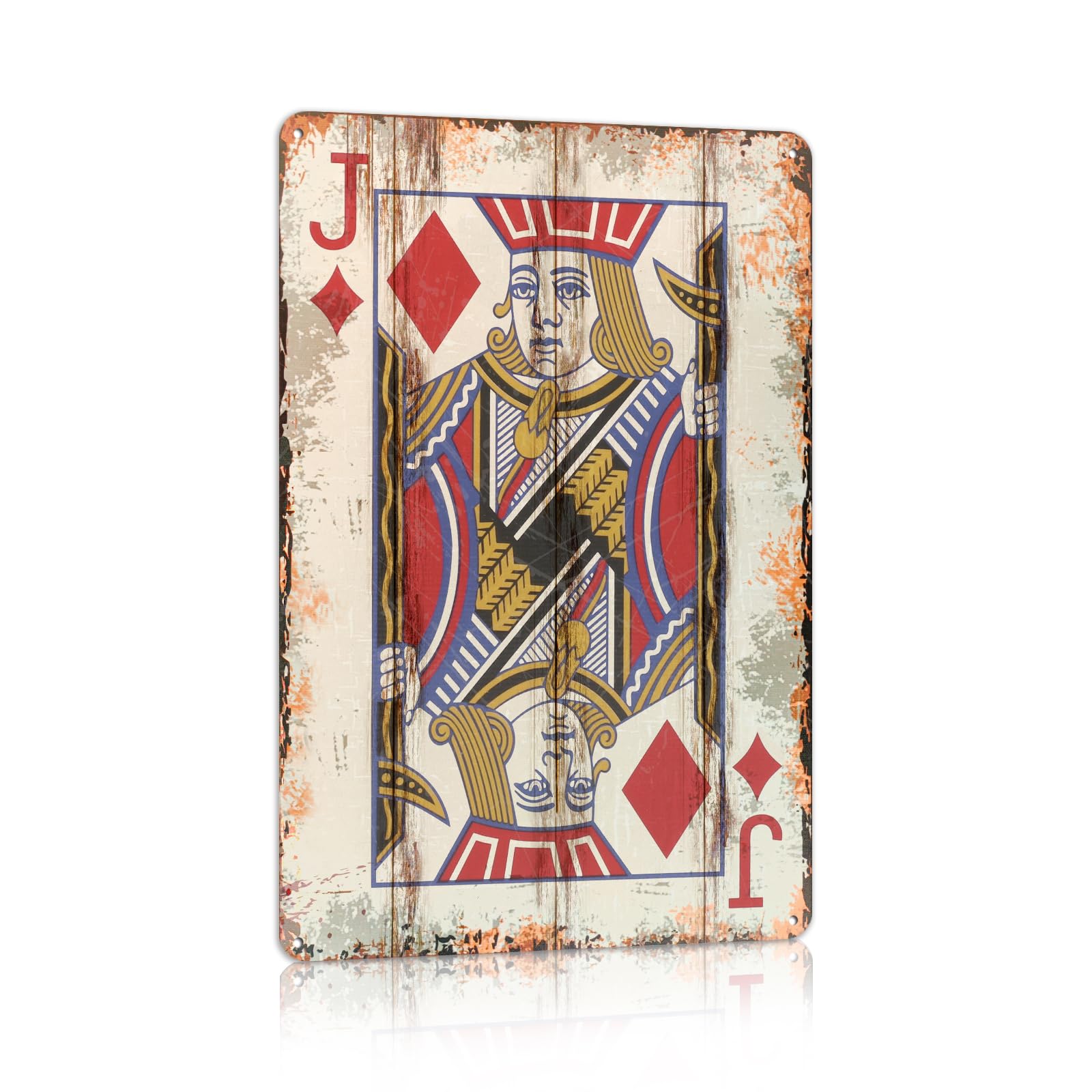 Scvgfdxzs Tin-17 Vintage Poker Metal Sign Jack Of Dianmonds Tin Sign Playing Card Wall Sign Man Cave Home Wall Decor 12X16 Inch