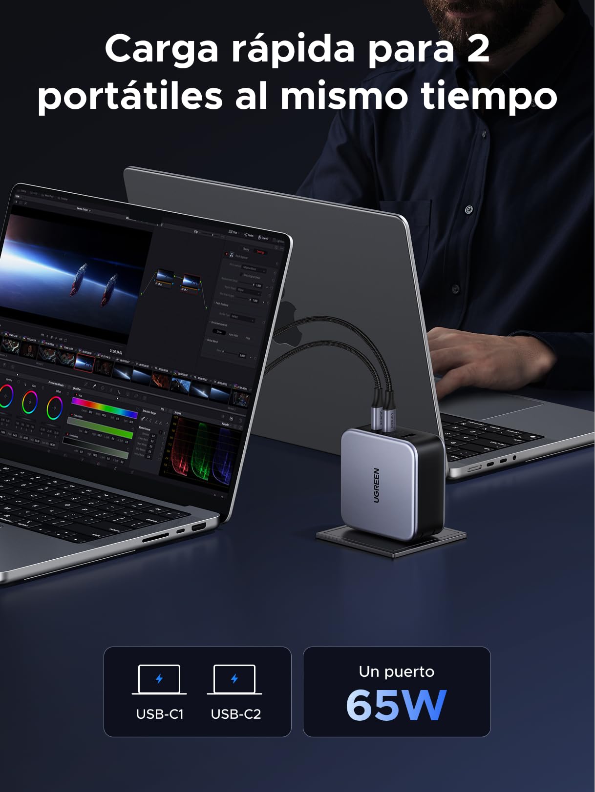 UGREEN Nexode 140 W PD 3.1 Cargador USB C rápido 3 Puertos GAN Tech Toma USB C Compatible con iPhone 16 Plus Pro MAX 15 14 13 12 11 Galaxy S24 S23 S22 A15 Pixel 9 8 7 iPad MacBook Air Pro M3 M2 M1