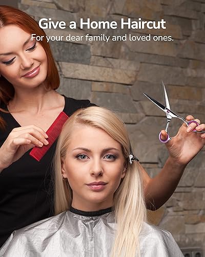 Miniatura 29 de ULG Tijeras de corte de pelo, tijeras de barbería profesional, tijeras de peluquería, tijeras, navajas para el adelgazamiento del cabello, tijeras