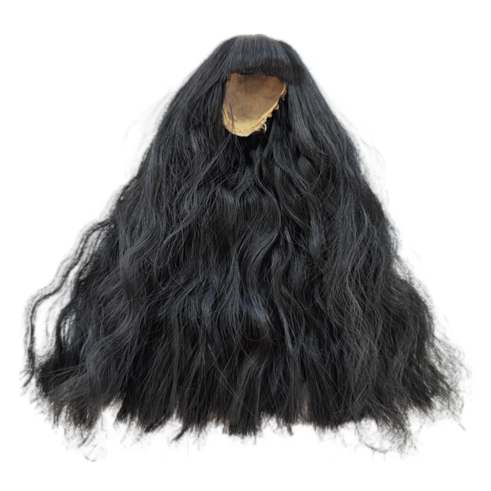 ke er bjd Wig Head Circumference 4.5-5inch(11.5-12cm) high Temperature Fiber Instant Noodles with Full Bangs Black Hair
