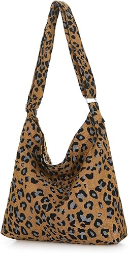 Miniatura 4 de Covelin - Bolsa de hombro informal de lona para mujer, estilo bohemio y retro, bolsa de mano, bolso cruzado, tamaño grande