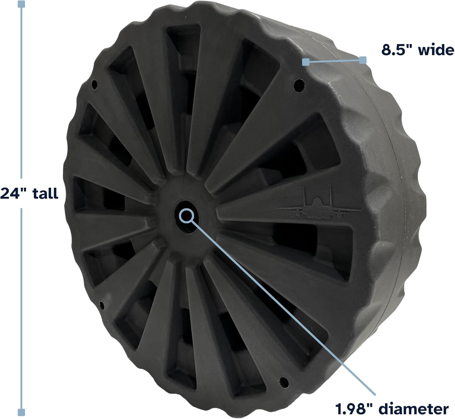 Eagle Wheel 24" Premium Heavy-Duty Dock Wheel, 2,000 lb Capacity Load, 1.98 in. Axle Diameter, 24 in Plastic Dock wheel (One Wheels)