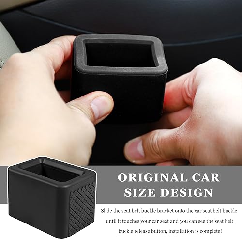 Miniatura 6 de 2 soportes de hebilla para cinturón de seguridad, hebilla de silicona para cinturón de seguridad para hacer soporte de receptáculo para fácil Negro