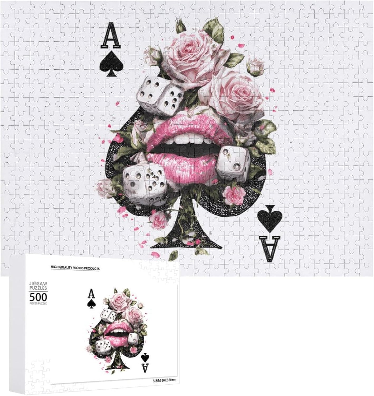 Acees Playing Card Poker Puzzles for Adults 500 PCS Wooden Jigsaw Puzzle Wall Decor Christmas