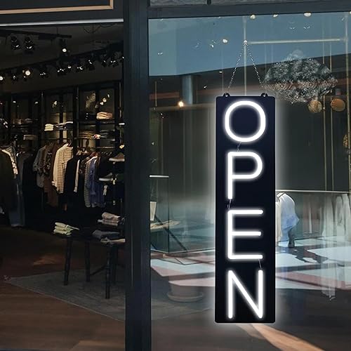 Miniatura 5 de Letrero vertical grande abierto para negocios de 21.6 pulgadas, regulable, luz LED brillante de neón, luz de neón de apertura iluminada para