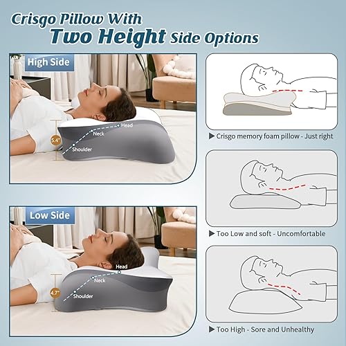 Miniatura 6 de Almohada cervical para el cuello, almohada refrescante para aliviar el dolor de cuello, almohada ergonómica para dormir de lado, almohadas de espuma