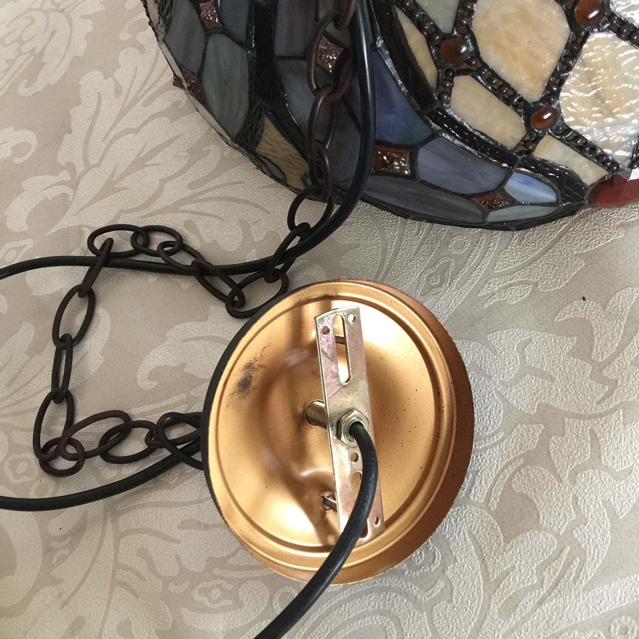 Bieye L10820 Baroque Tiffany Style Stained Glass Ceiling Pendant Light for Living Room Bedroom Home Decoration, 16" W x 47" H