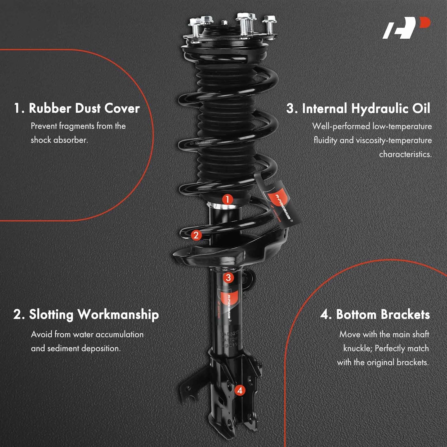 A-Premium Front and Rear Pair (4) Complete Strut and Coil Spring Assembly Compatible with Acura RDX 2007-2012, Driver and Passenger Side
