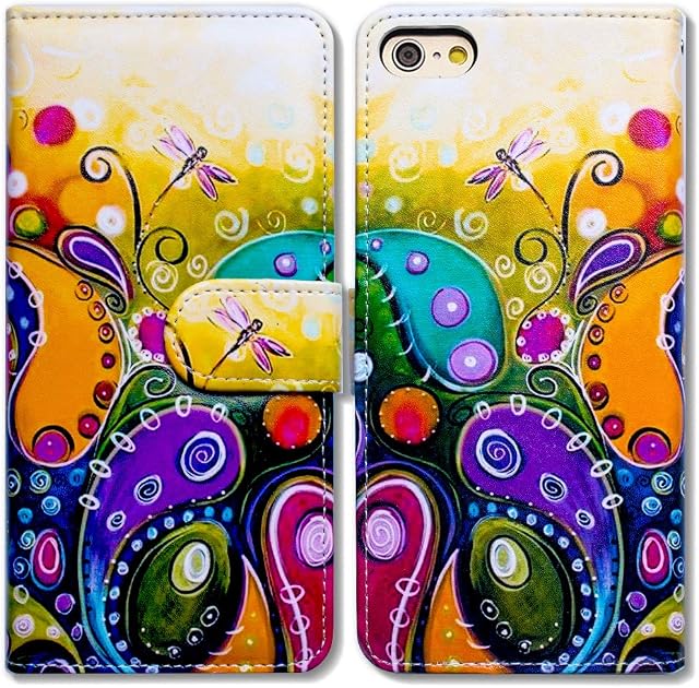 Bcov iPhone SE 2022 Case,iPhone SE 3rd gen Case,iPhone SE 2020 Case, Colorful Dragonfly Leather Flip Phone Case Wallet Cover with Card Slot Holder Kickstand For 4.7" iPhone SE 2020/iPhone 8/iPhone 7