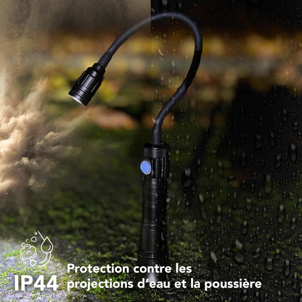 Lampe d'inspection LED rechargeable USB 3W, 165 lumens, IP44, 7000K blanc-froid, aimanté, intensité variable - Tibelec