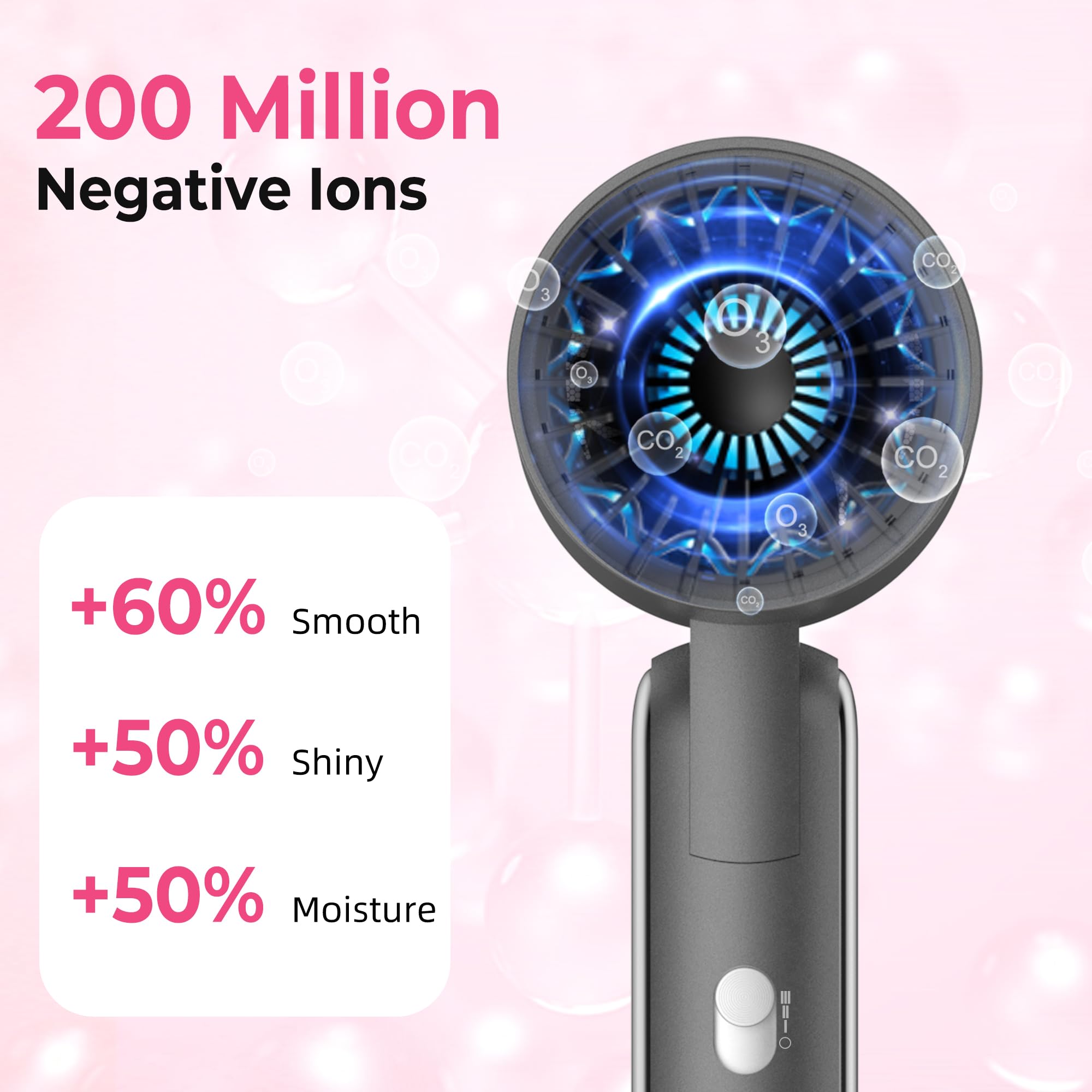 1800W Asciugacapelli Professionale con Diffusore e Concentratori, Atopskins Phon da Viaggio Phon Capelli Professionale con 2 Velocita, 200 Milioni di Asciugacapelli Ionico, per Salone e Casa,Spazzola