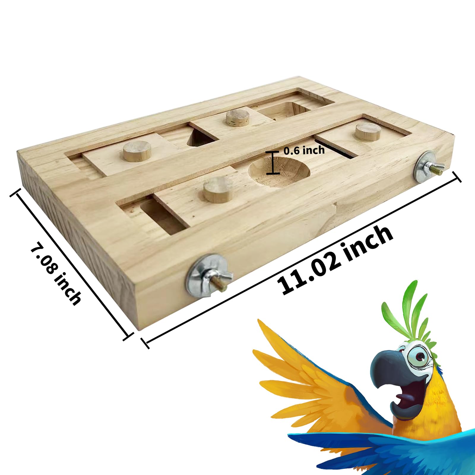 Bird Treasure Chest Foraging Toy Refill - Colorful Wooden Shapes For Parrots & Small Birds