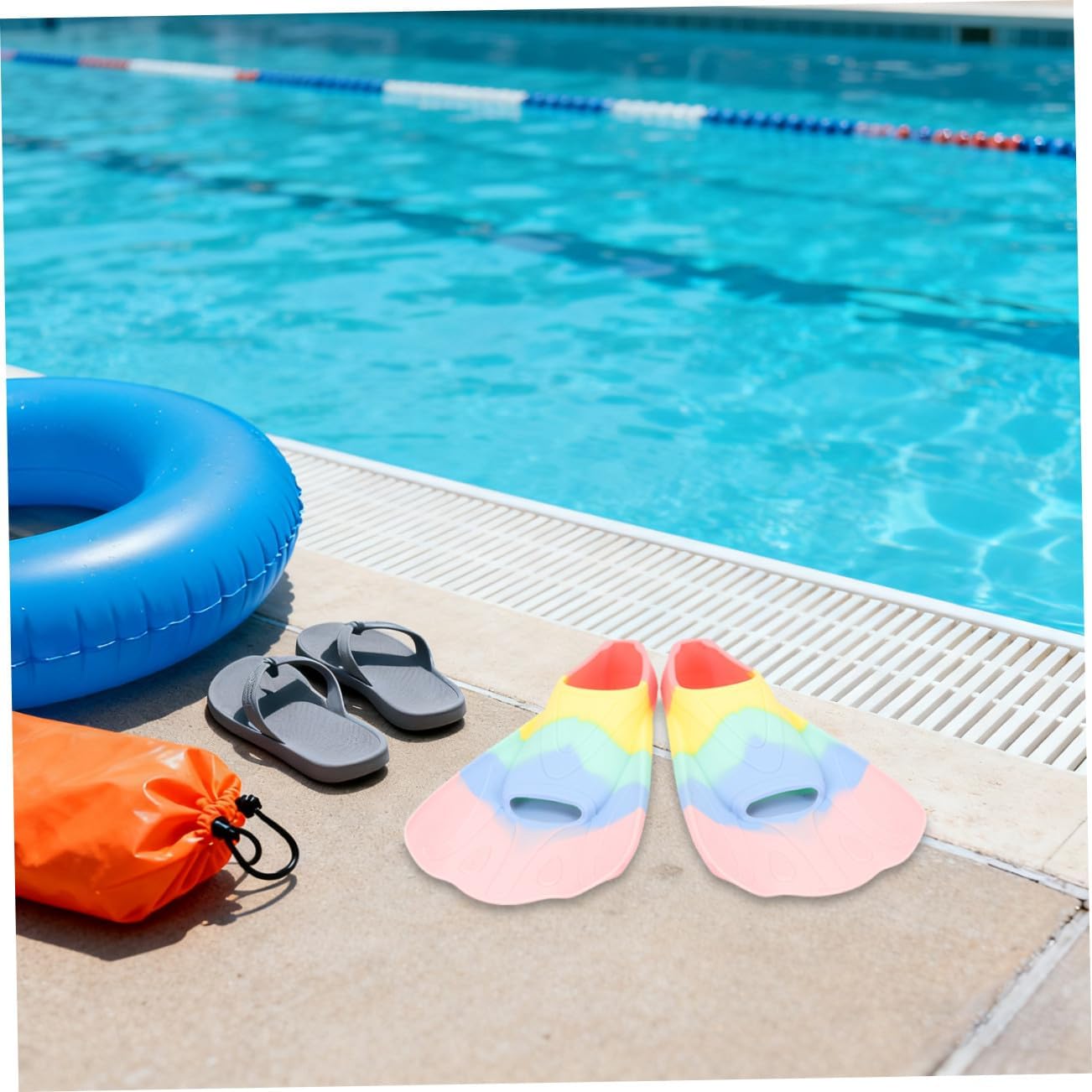 Swimming Training Fins Silicone Diving Flippers Lightweight Short Swim Flippers for Boys and Xs 30-32 Pool Snorkeling Equipment