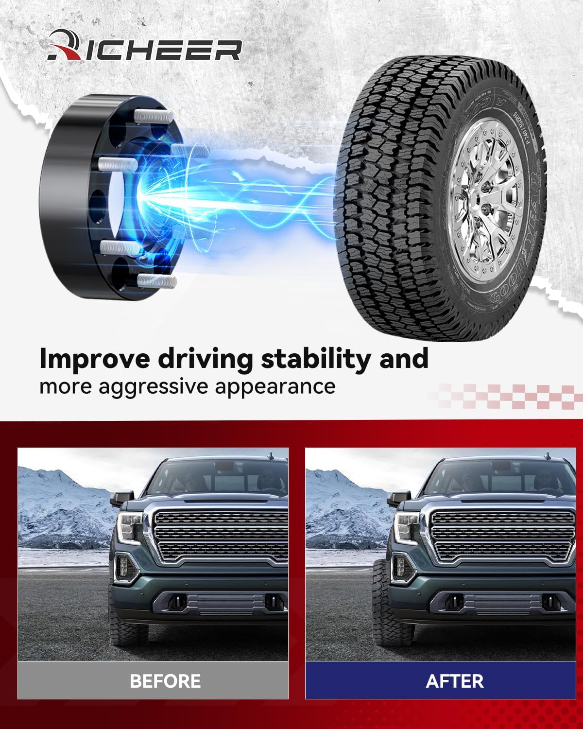 Richeer 2 Inch 6x5.5 Hubcentric Wheel Spacer for Silverado Sierra 1500, 6 Lug 6x139.7mm Wheel Spacers with 14x1.5 Studs & 78.1mm Bore for Tahoe Suburban Avalanche Express Yukon