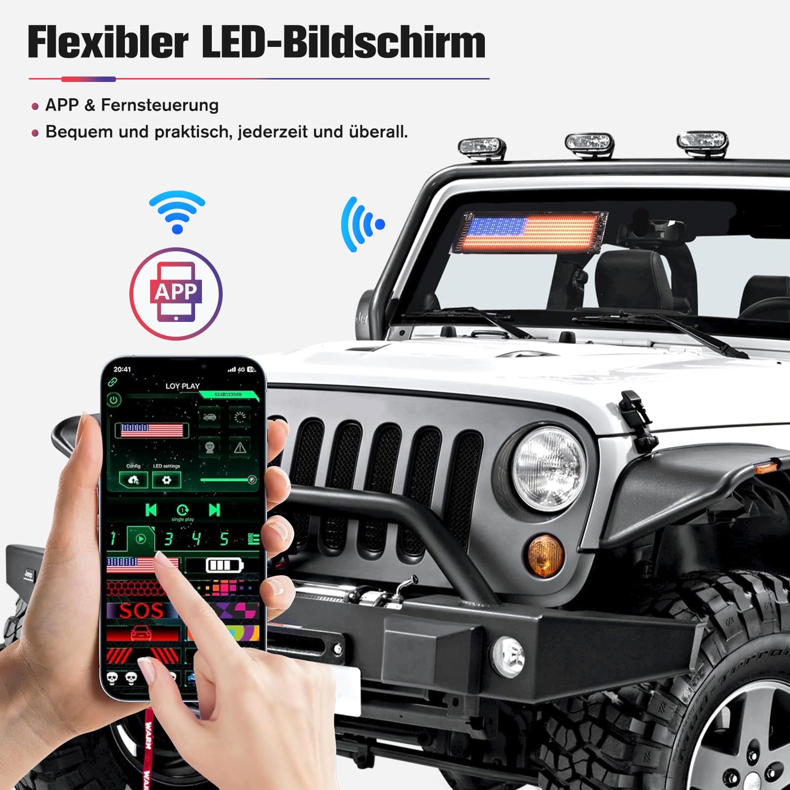 2er Led Augen für Lkw Auto (19*90cm), Devil Eyes Light for Cars, Teufelaugen Licht Dynamische Programmierbarer Personalisiert Augen Lichtschilder, mit APP-Steuerung und Fernbedienung Bluetooth USB 5V