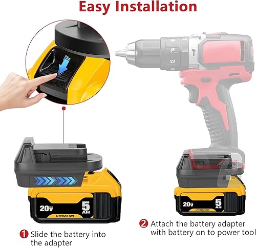 Miniatura 5 de KUNLUN DL18ML Convertidor de batería para Dewalt a Milwaukee convierte para Dewalt 20V batería a Milwaukee M18 18V batería para herramientas