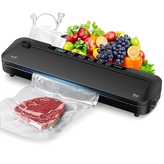 Vacuum Sealer Machine,75Kpa Precision Suction Power 6-in-1 Food Sealer with Digital Timer, Dry & Moist Food Modes, Compact Design with 10 Vacuum Bags & Bulit-in Cutter (Black) - Amazon product rated Grade B