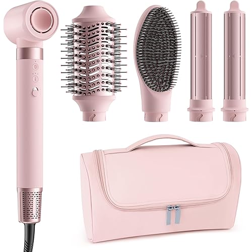 5 in 1 Hot Air Styler Wrap – High-Speed Hair Dryer Brush with Auto Wrap Curlers, Fast Drying & Frizz-Free Styling, No Heat Damage, Volumizing Brush with Travel Bag Gift for Women