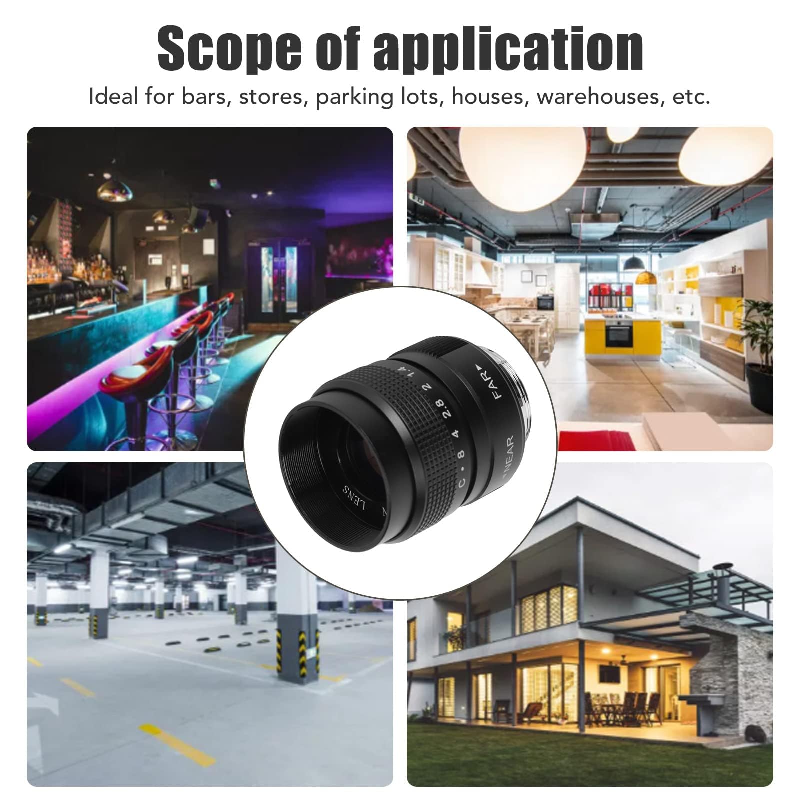 Obiettivo CCTV F1.4 da 25 Mm per Fotocamera con Attacco C, Obiettivo Cinematografico con Attacco C per Bar, Negozi, Parcheggi, Magazzini, 19,6, 30 Cm di Diametro Esterno (Nero)
