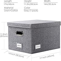 Vista 64 de PRANDOM Caja organizadora de archivos, juego de 1 carpeta plegable decorativa de lino para almacenamiento de archivos colgantes con tapas, gabinete