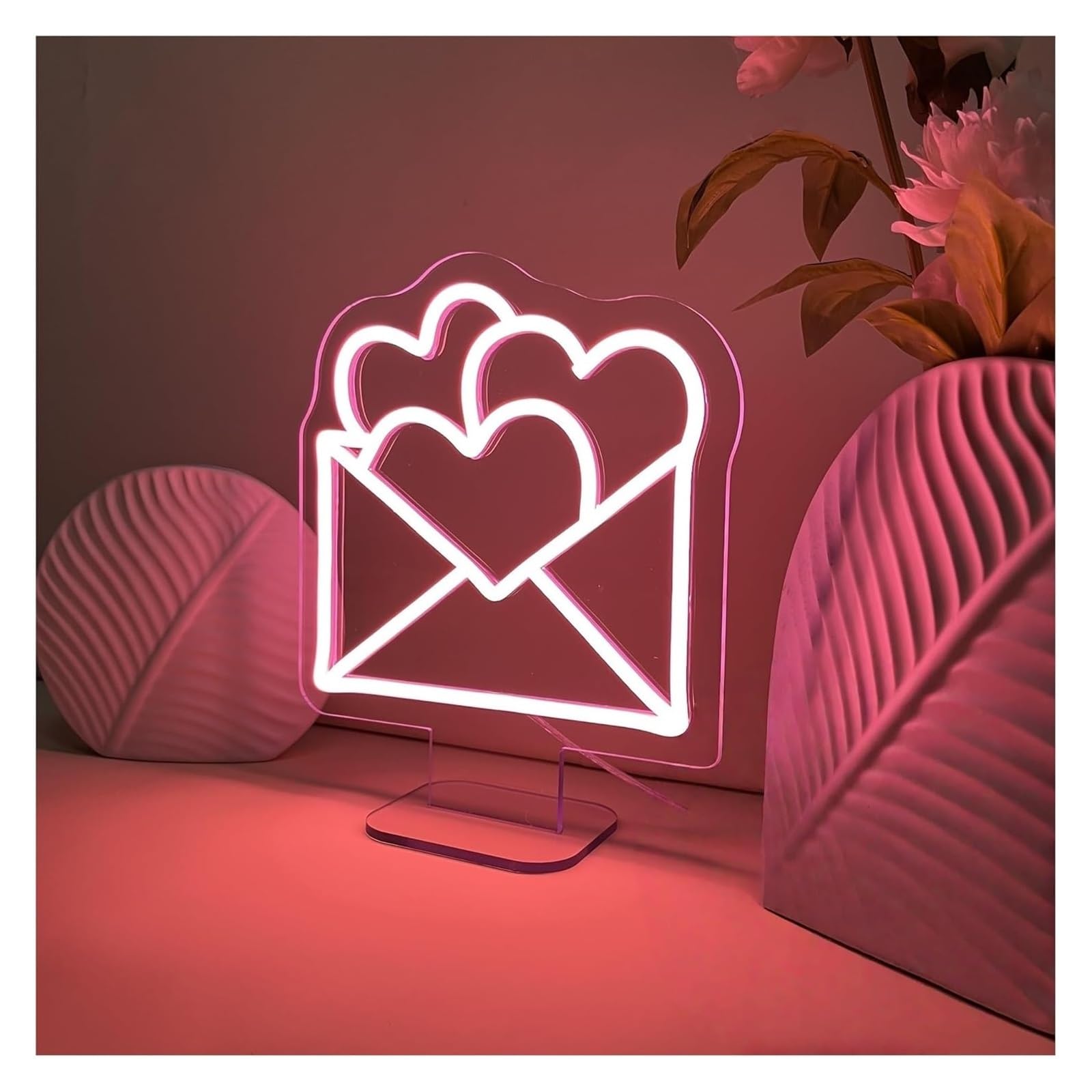 Insegna luminosa per rosa per neon Love Envelope, ideale per una per stanza, 25 cm x 30