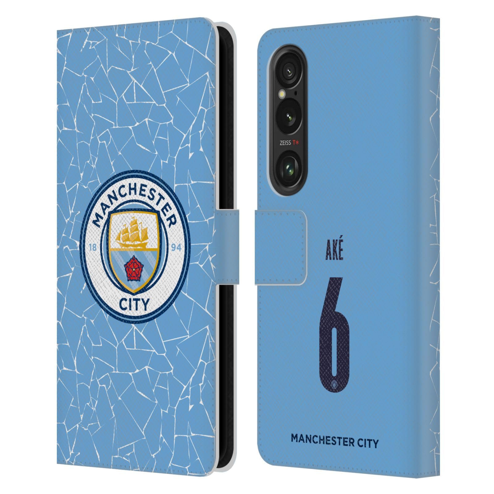 Head Case Designs Officially Licensed Manchester City Man City FC Nathan Aké 2020/21 Players Home Kit Group 1 Leather Book Wallet Case Cover Compatible with Sony Xperia 1 VI 5G