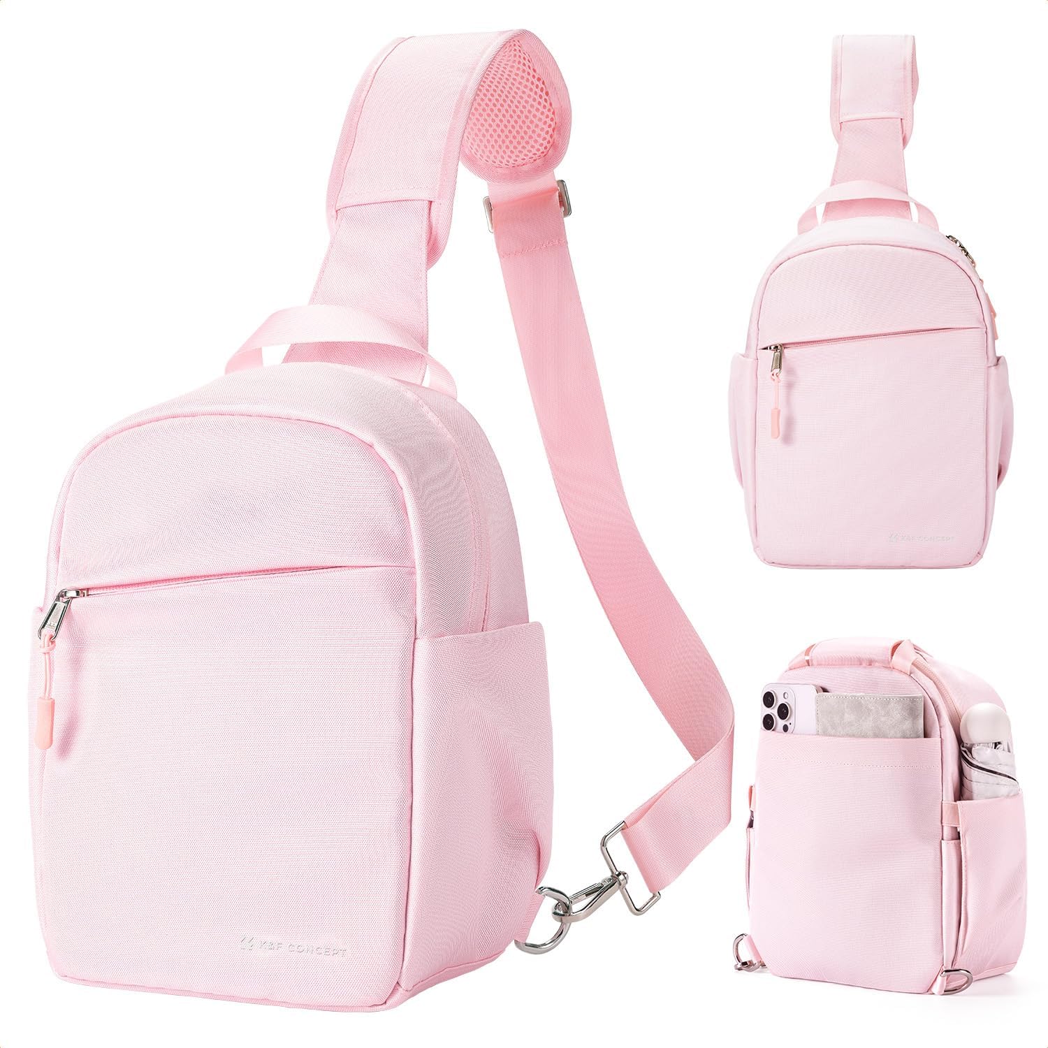 K&F CONCEPT Small Camera Bag for Photographer, Camera Sling Crossbody bag for DSLR/SLR/Mirrorless Camera, Compact Camera Case for Men and Women, Light Pink