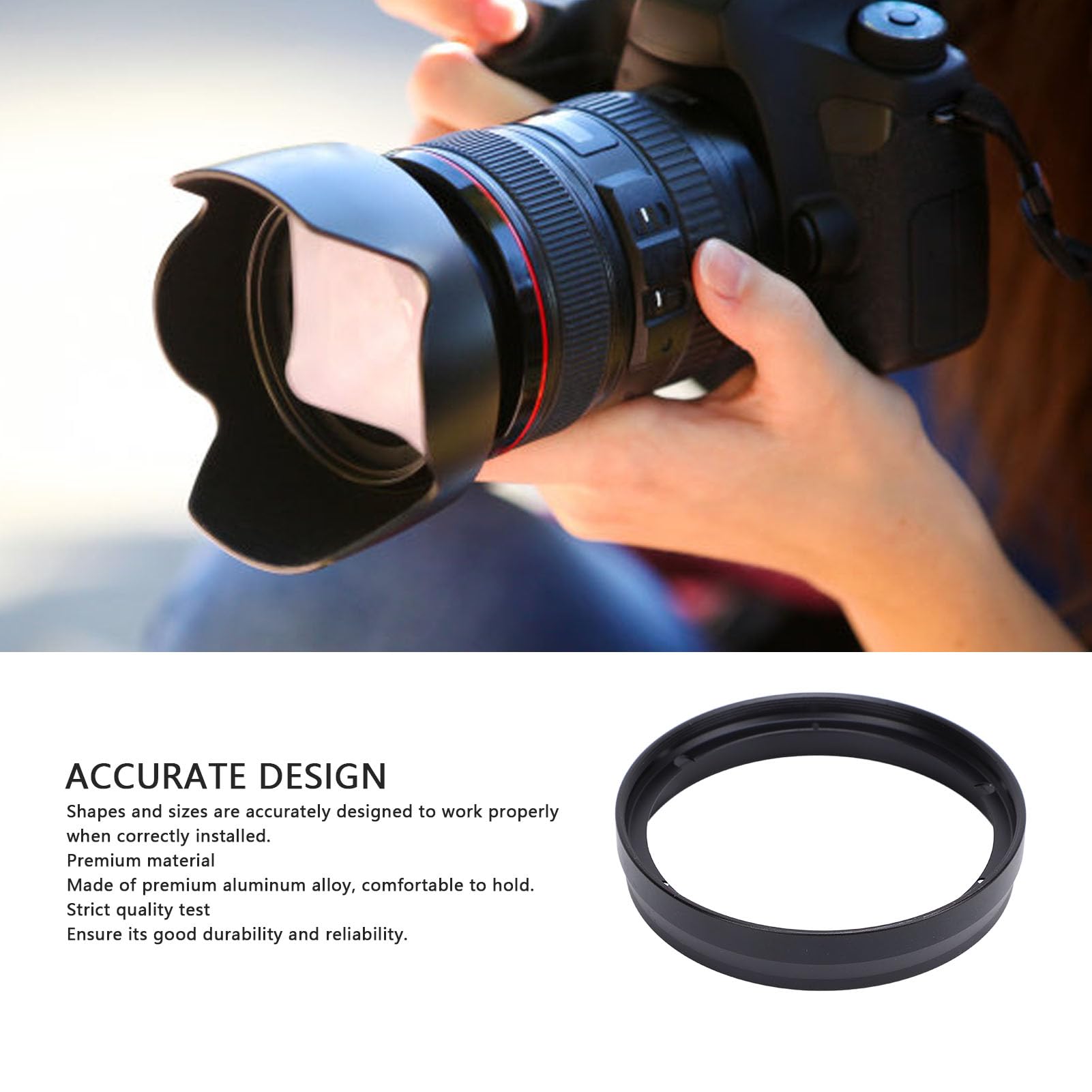GOWENIC Filter Adapter Ring, UV Filter Lens Adapter Ring, Aluminum Alloy, Comfortable Grip, Camera Lens Filter Adapter Ring for 24-70 2.8