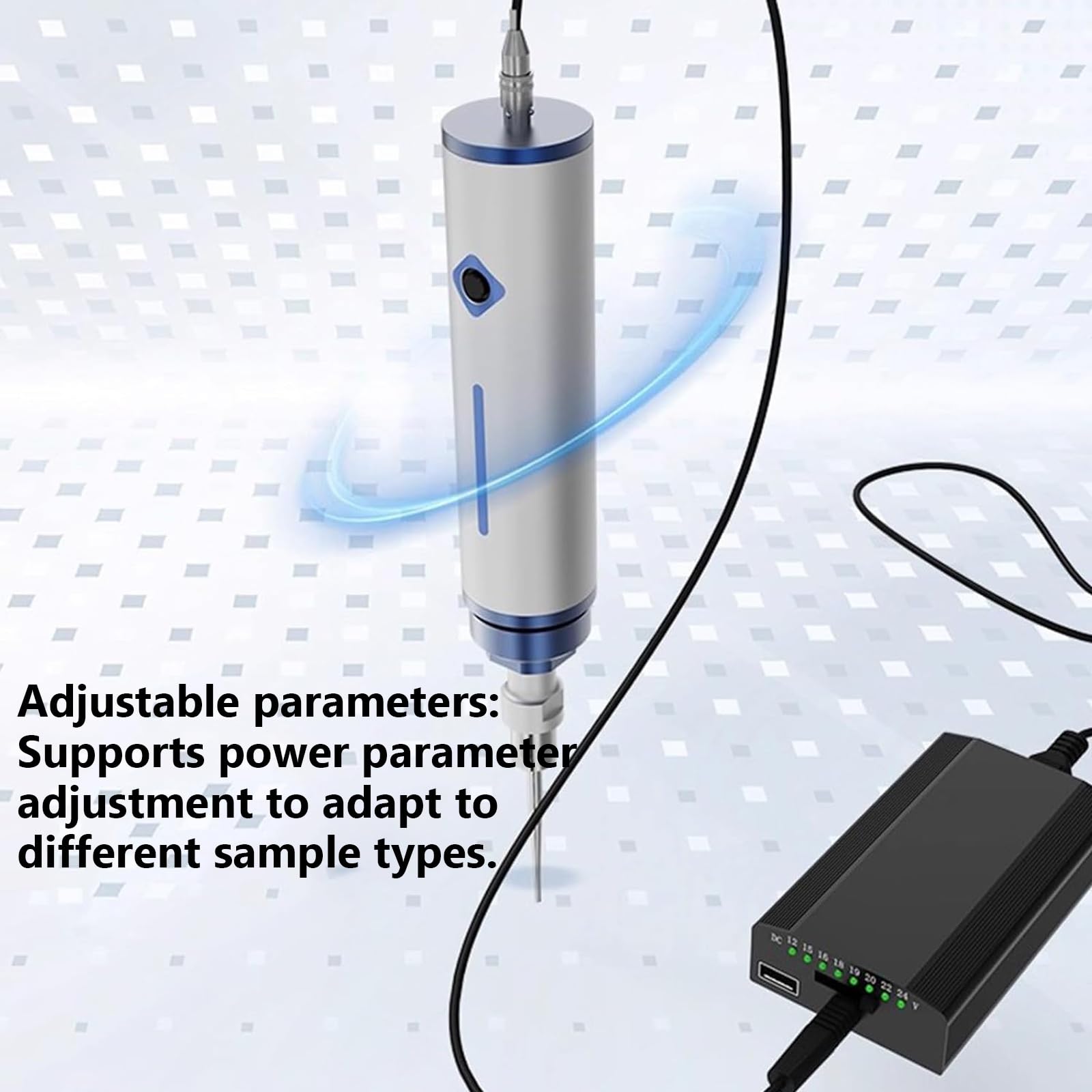 Ultraschall-Homogenisator, Labor, Sonicator, Prozessor, Zelldisruptor, Handgerät, 0,1–300 ml, Verarbeitungskapazität, 25–35 kHz, verstellbare Sonde aus Titanlegierung