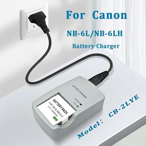 Miniatura 7 de Cargador CB-2LY para Canon NB-6L NB-6LH Batería CB-2LYE PowerShot D10 D20 S90 S95 SD770 SD980 SD1200 SD1300 SD3500 es cámara