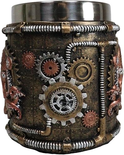 Miniatura 6 de Ebros Brazen Steampunk Kraken Octopus Cyborg Con Engranaje Robótico Esculpido Válvulas Y Tuberías Beverage Drinkware Serveware Decorativo Acento