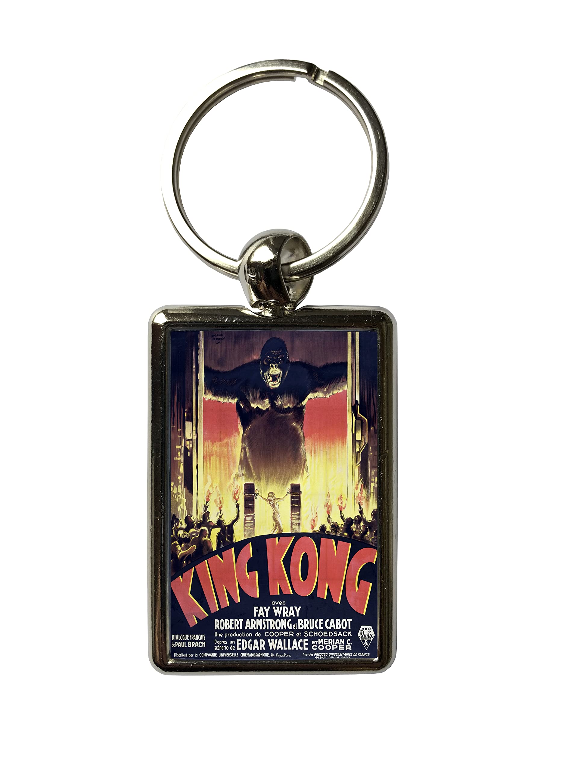 Super Universe King Kong French Classic Movie Poster Metal Keyring 3 x 4.5 cm