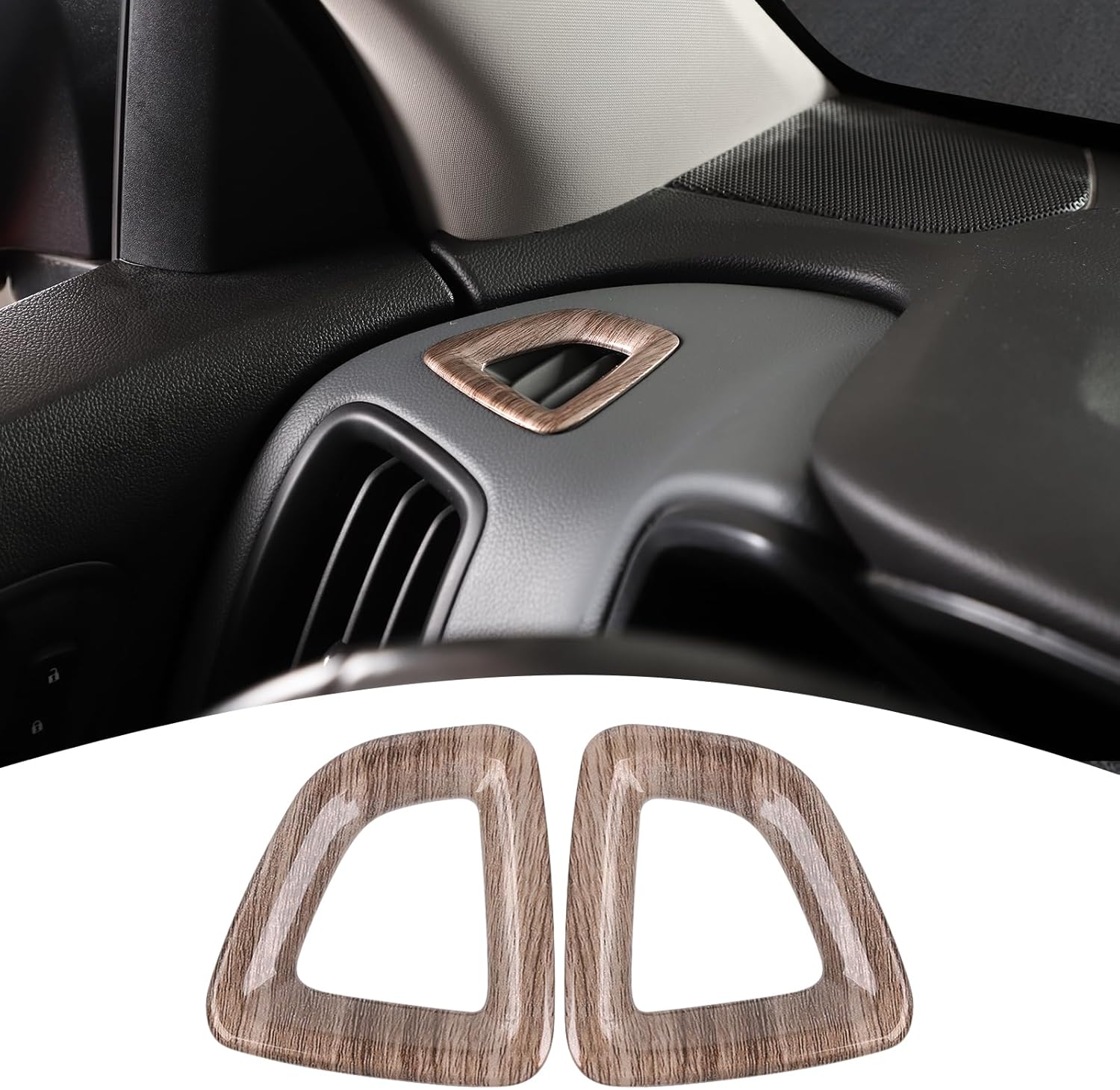 for Colorado Dash Side Air AC Vent Cover Trim for Chevy Colorado GMC Canyon 2014-2022 Brown Wood Grain Interior Accessories 2pcs