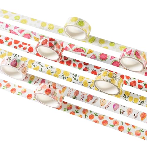 Miniatura 4 de YUBBAEX Juego de 6 rollos de cinta adhesiva washi para plantas, frutas y flores, cinta adhesiva decorativa para artes, manualidades, suministros de