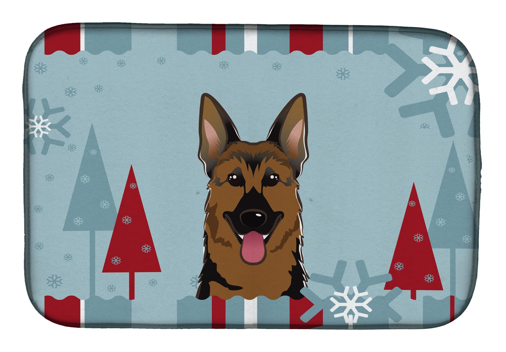 Tapis de séchage microfibre vaisselle motif chien Berger Allemand pour les fêtes