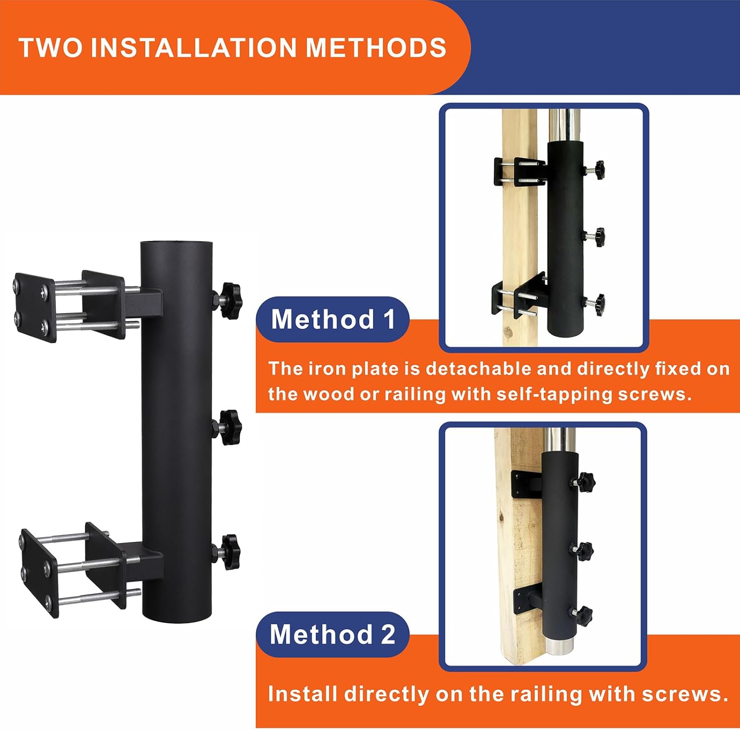 Heavy Duty Parasol Holder Patio Umbrella Stand Mount Umbrella Stand Bench Buddy Umbrella Holder Fixed Clip Umbrella Clamp for Deck,Railings,Beach Courtyard Balcony,Boats,Tailgates