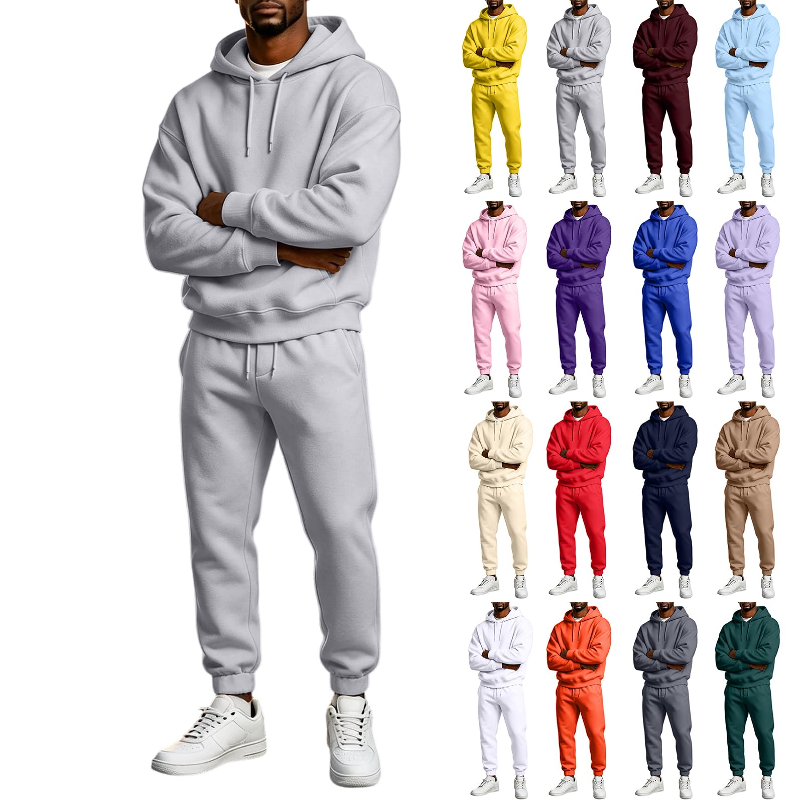 Mens Sweat Suits 2 Piece Set Comfort Soft Fleece Jogging Suits Sets