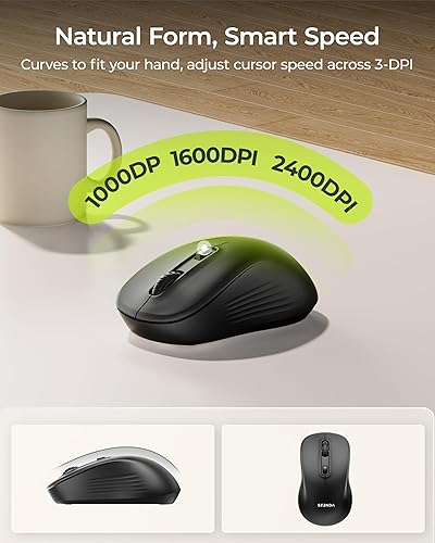 Miniatura 4 de seenda COE200 - Combo de teclado y mouse Bluetooth inalámbrico, ergonómico con reposamuñecas, conexión multidispositivo, tamaño completo, compatible