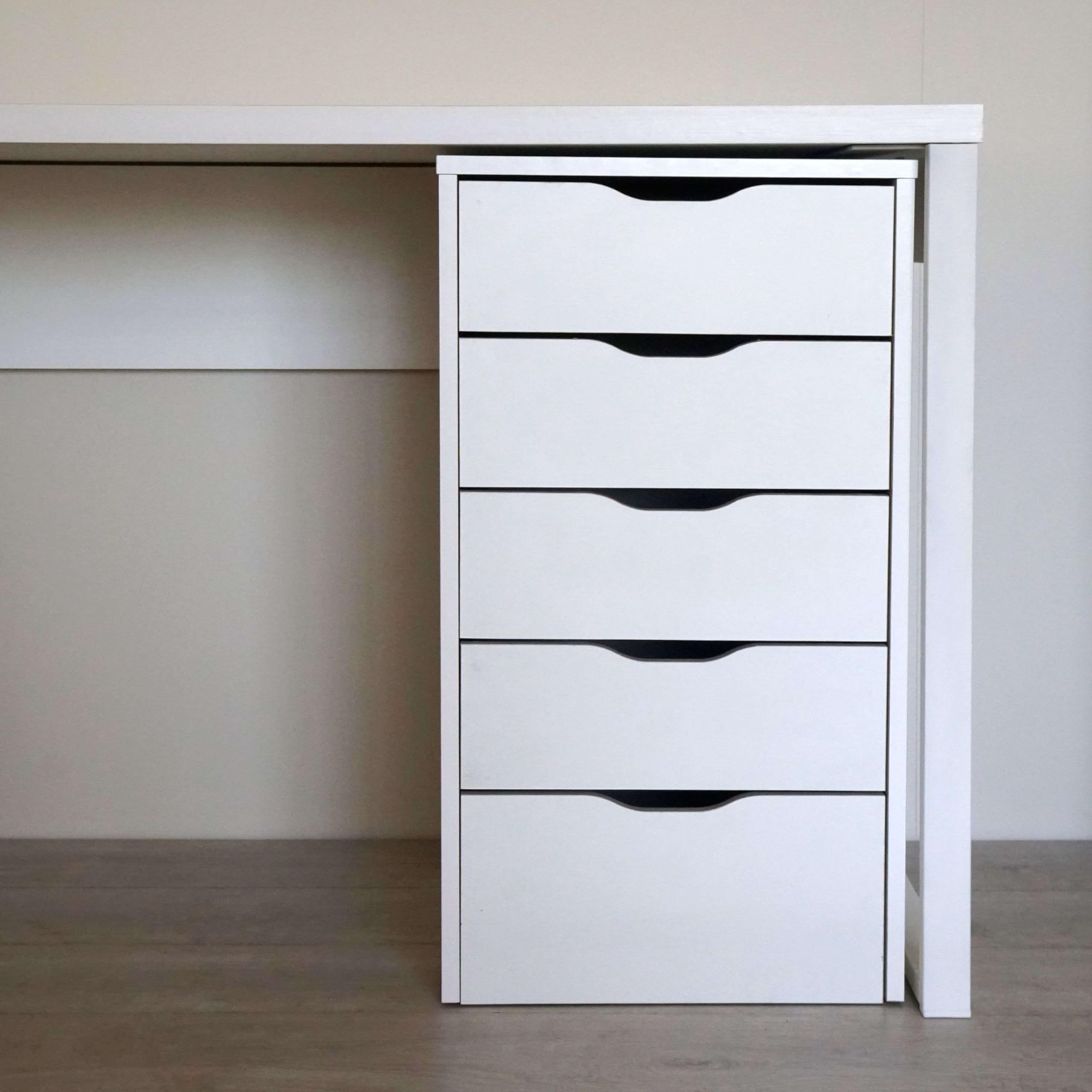 Miroytengo Cajonera EKO 5 Cajones Color Blanco Oficina Despacho Moderno Mueble Almacenaje 71x40x43 cm