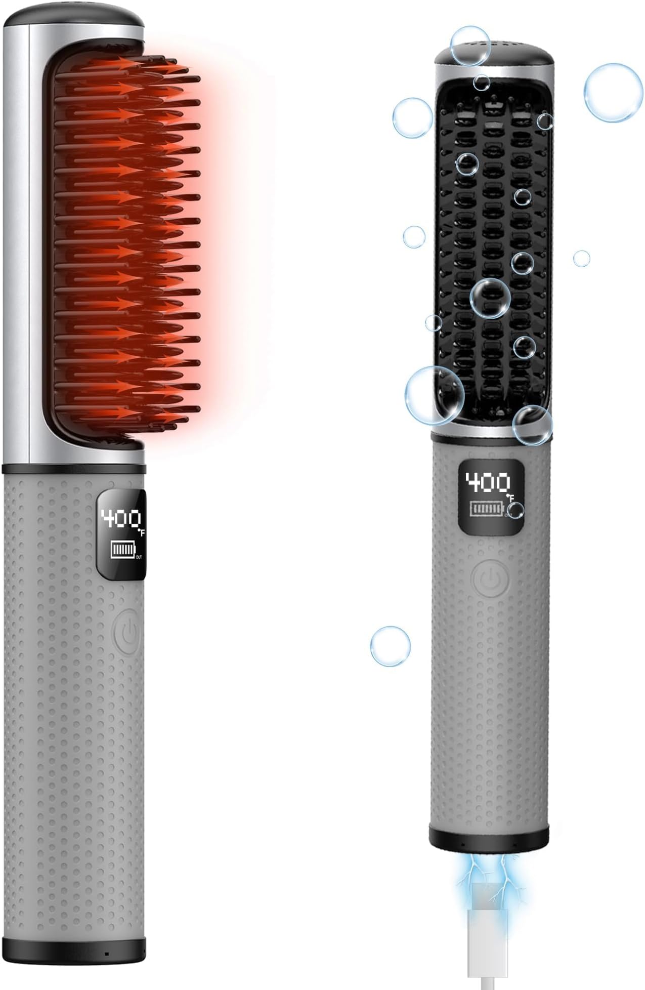 Cordless Hair Straightener Brush, Portable Ceramic Hair Brush for Smooth Straightening, USB Rechargeable & Quick Heat Up & Travel Size, 30Mins Auto-Off, Perfect for Professional Salon at Home, Travel